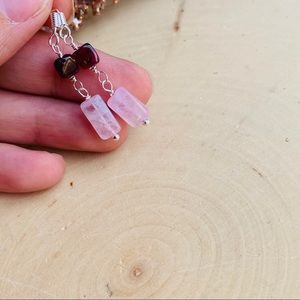 Rose Quartz and Garnet Sterling earrings